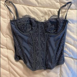 Urban Outfitters Out From Under Modern Love Blue Corset